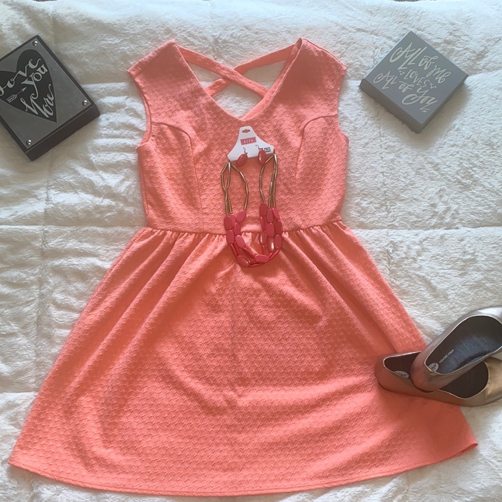 No Boundaries Peach Sleeveless Dress L(11-13)
